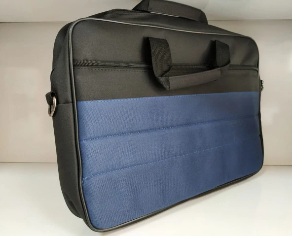 Güven Sistem 15.6" 3 Gözlü Kumaş Laptop Çantası mavi-siyah - Resim 2