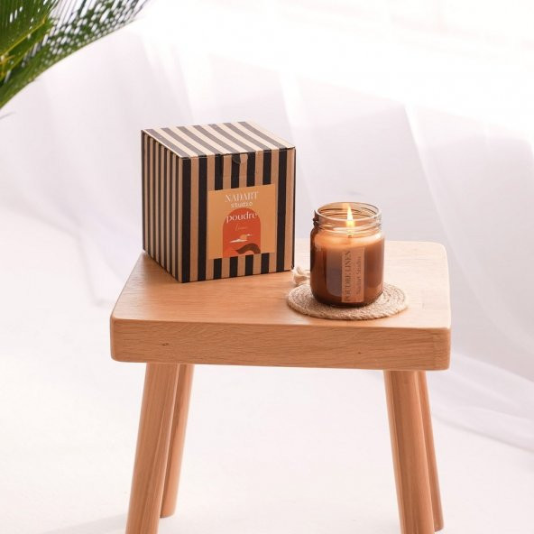 Cam Kavanoz 200cc - 100 Organik Soya Wax - Poudre Linen - El Yapımı