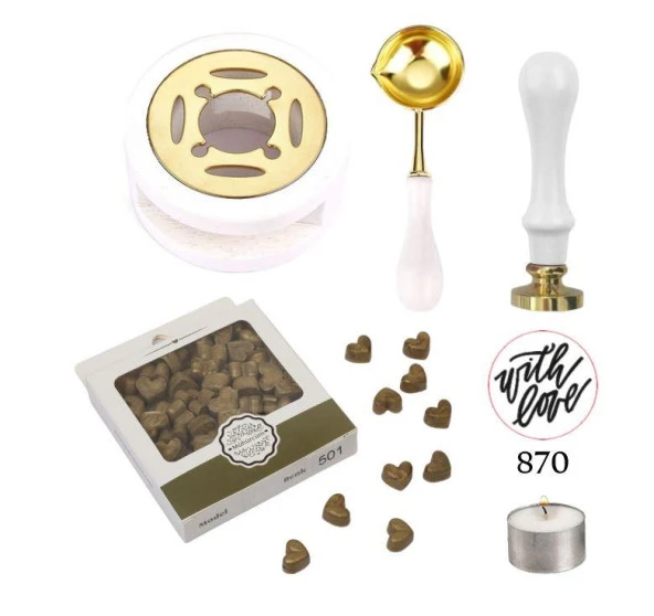 Davetiye Mum Mühürü Uygulama Seti Beyaz Renk 870 With Love ürün görseli