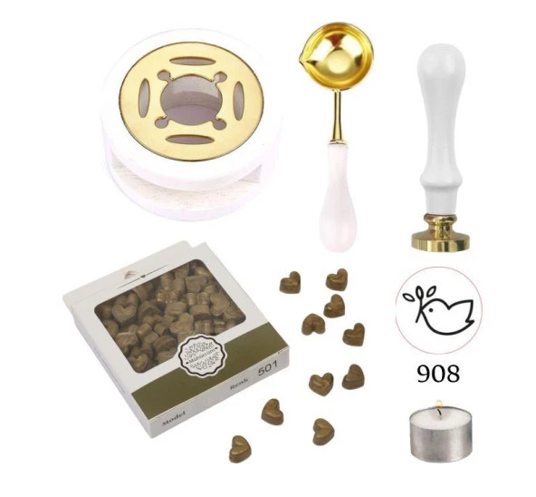 Davetiye Mum Mühürü Uygulama Seti Beyaz Renk 908 Barış Güvercini ürün görseli