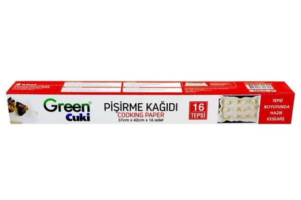 Green Cuki Yağlı Fırın Tepsi Pişirme Kızartma Kağıdı - 37 Cm. x 42 Cm. - Kesimli - 16 Yaprak -5 Kutu - Resim 3