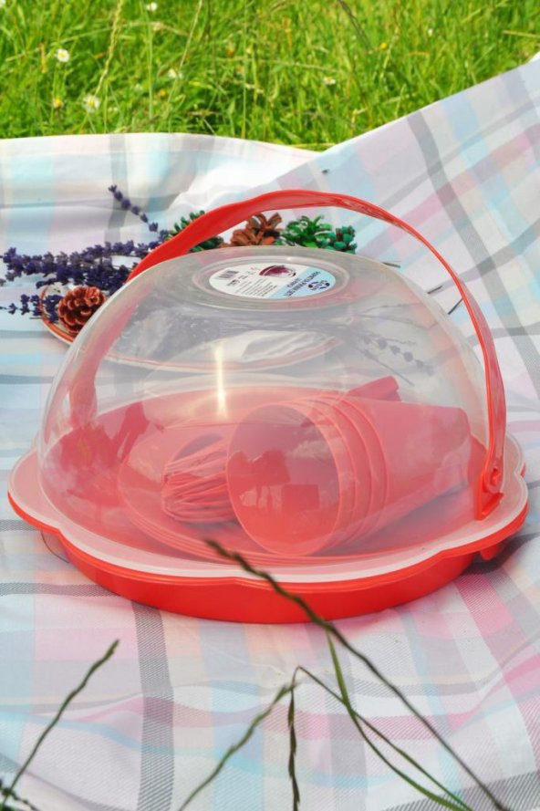 Papatya Piknik Seti 22 Parça Kırmızı - 4