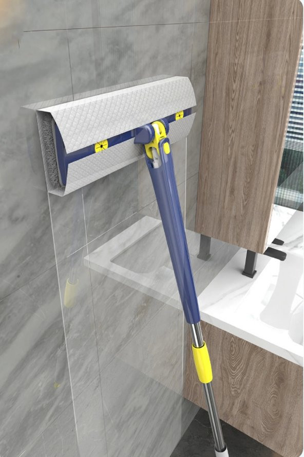 Yedek Bezli Kendinden Sıkmalı Paspas Mop Temizlik Seti Ev bakım ve Temizlik Duvar Yer Silme Paspas - Resim 3
