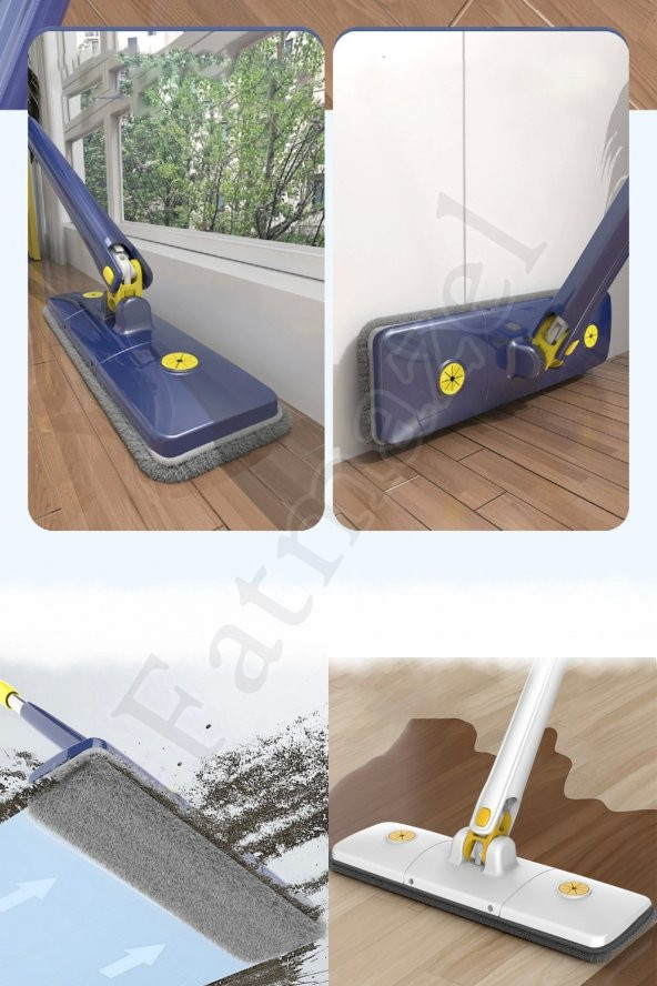 Yedek Bezli Kendinden Sıkmalı Paspas Mop Temizlik Seti Ev bakım ve Temizlik Duvar Yer Silme Paspas - Resim 7