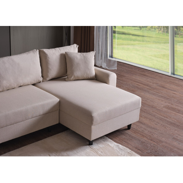 KAGU FLAVİA KÖŞE TAKIMI PUFLU KREM - 3