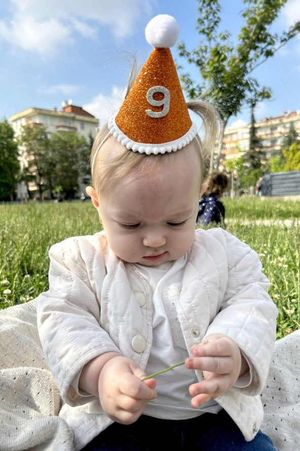 Turuncu Mini Simli Ponpon Şapka 9 Ay - Resim 2