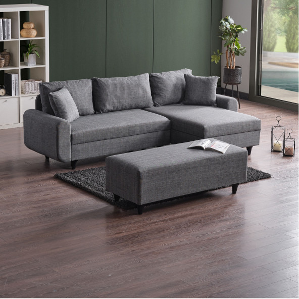 KAGU CORNER FLAVİA KÖŞE TAKIMI PUFLU GRİ