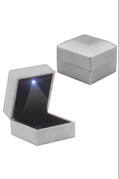 Işıklı Sert Kapaklı Pırlanta Tektaş Yüzük Evlilik Teklifi Özel Kutusu - 2