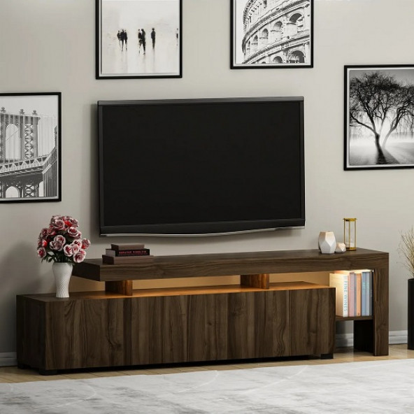 BMdekor TV Sehpası Buğra Ceviz LED Işıklı 192 cm - 2