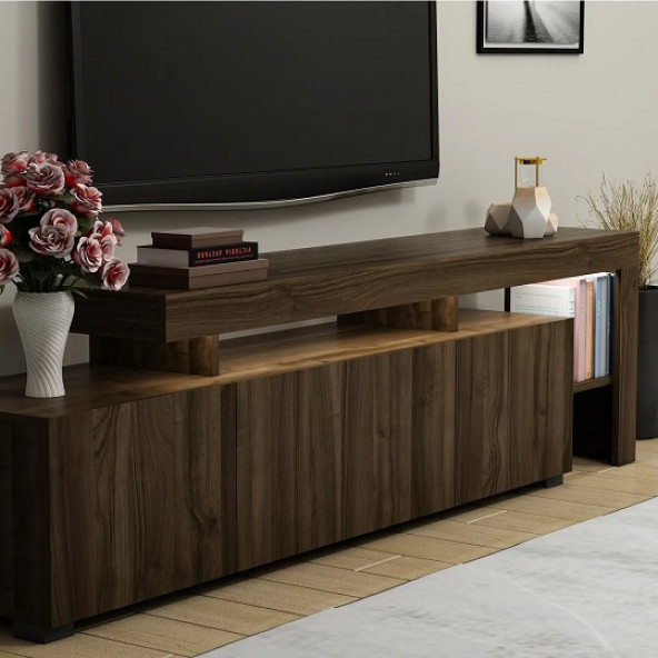 BMdekor TV Sehpası Buğra Ceviz LED Işıklı 192 cm - 3