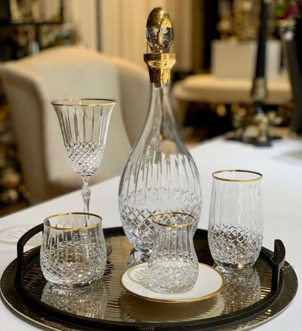 Canba Okinowa Altın 61 Parça Kristal Bardak Takımı GLZ200 OKINAWA ALT - Resim 2