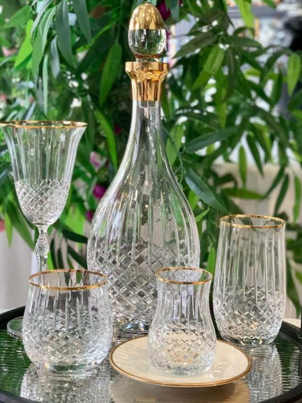 Canba Okinowa Altın 61 Parça Kristal Bardak Takımı GLZ200 OKINAWA ALT - Resim 3
