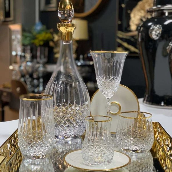 Canba Okinowa Altın 61 Parça Kristal Bardak Takımı GLZ200 OKINAWA ALT - Resim 4