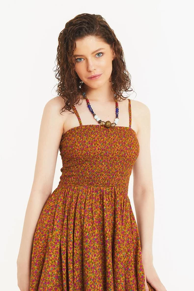 Mendil Etek İnce Askılı Salaş Elbise - Resim 4