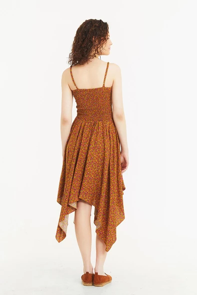 Mendil Etek İnce Askılı Salaş Elbise - Resim 5