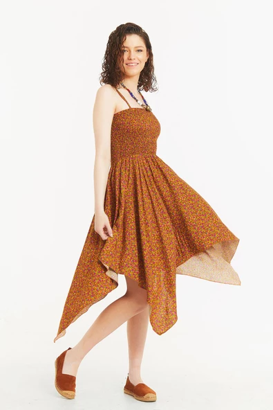 Mendil Etek İnce Askılı Salaş Elbise - Resim 2