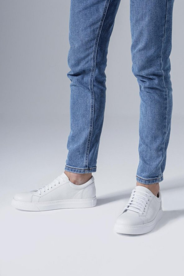 Hakiki Deri Erkek Sneaker Bağcıklı Rahat Spor Ayakkabı - 2