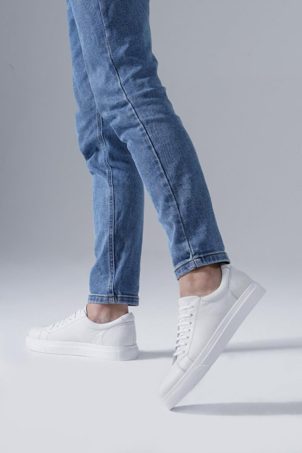 Hakiki Deri Erkek Sneaker Bağcıklı Rahat Spor Ayakkabı - 4