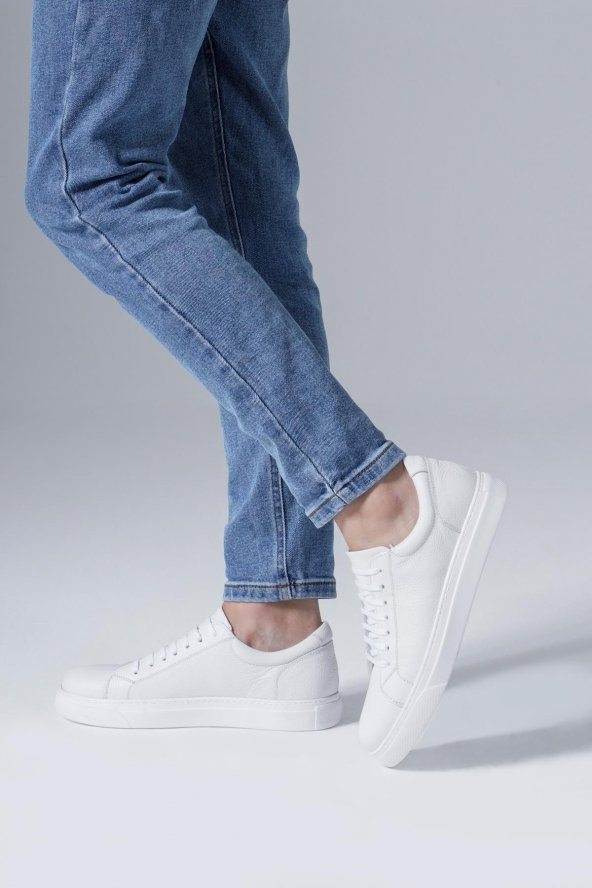Hakiki Deri Erkek Sneaker Bağcıklı Rahat Spor Ayakkabı - 6