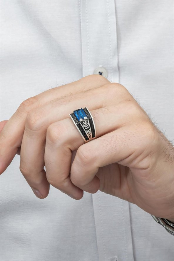 2 Sıra Parliament Baget Taşlı 925 Gümüş Erkek Yüzük - Resim 3