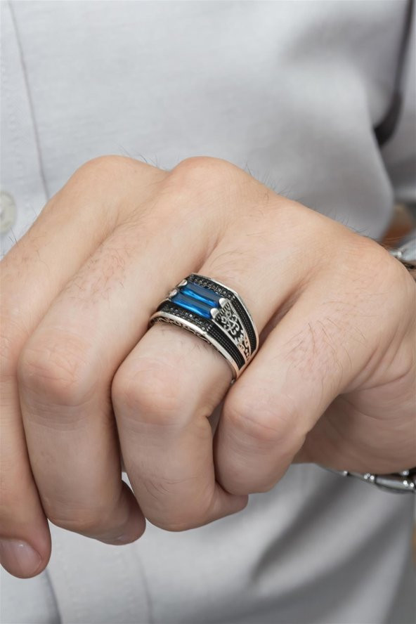 2 Sıra Parliament Baget Taşlı 925 Gümüş Erkek Yüzük - Resim 5