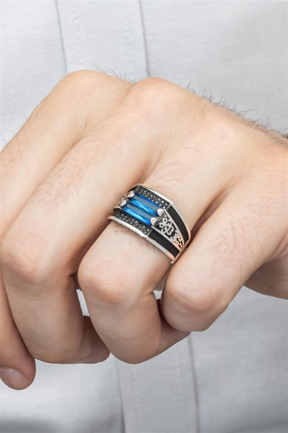 2 Sıra Parliament Baget Taşlı 925 Gümüş Erkek Yüzük - Resim 6