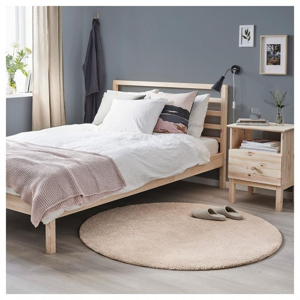 Yuvarlak Model Halı Kırık Beyaz Renk MeridyenDukkan 130 cm Yuvarlak Halı - 4
