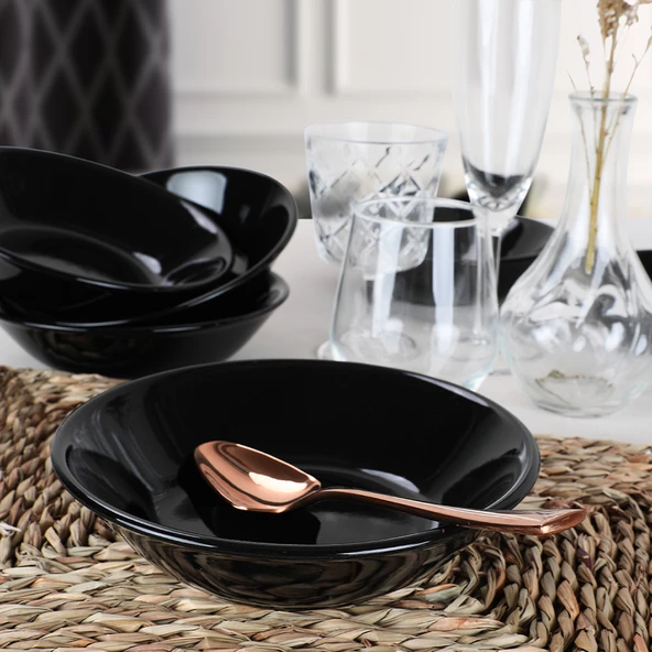 Keramika Hitit Siyah Yemek Tabağı 18 Cm 6 Adet