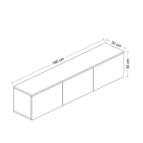 BMdekor TV Sehpası Norm Duvara Monte Antrasit Mermer Desen LED Işıklı 160 cm - 4