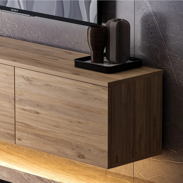 BMdekor TV Sehpası Norm Duvara Monte Atlantikçam LED Işıklı 160 cm - 3