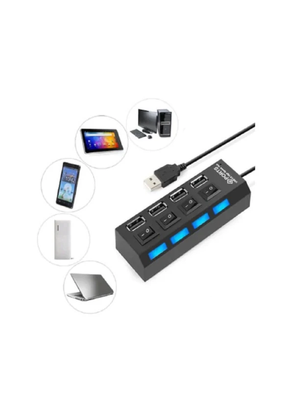 4 PORT USB 2.0 Çoklayıcı Hub Anahtarlı  JK-2.0HUB BK - 3