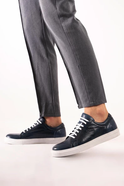 Hakiki Deri Erkek Günlük Spor Ayakkabı Casual Bağcıklı Sneaker - Resim 10