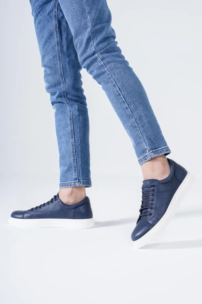 Hakiki Deri Erkek Günlük Spor Ayakkabı Casual Bağcıklı Sneaker - Resim 5