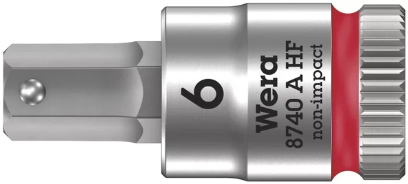 Wera 8740 A HF Altıgen Uçlu Zyklop Lokma Bits, 1/4" Soketli, Tutma Fonksiyonlu, 6 x 28 mm