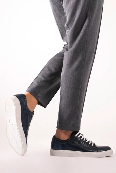 Hakiki Deri Erkek Günlük Spor Ayakkabı Casual Bağcıklı Sneaker - Resim 12