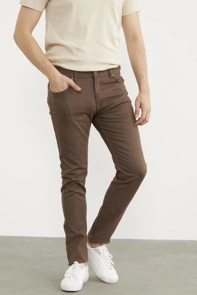 Kot Görünümlü Beş Cep Pantolon - Bej - 4