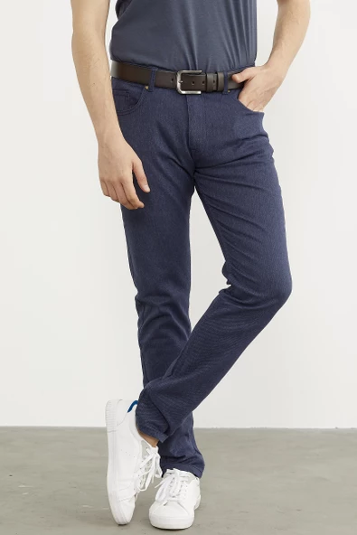 Kot Görünümlü Beş Cep Pantolon - Lacivert - 3