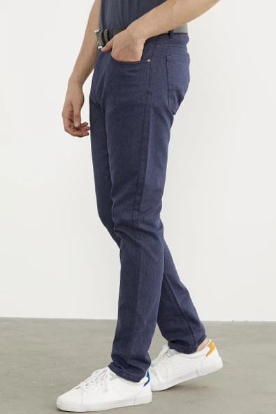Kot Görünümlü Beş Cep Pantolon - Lacivert - 5