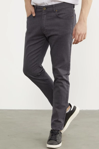 Kot Görünümlü Beş Cep Pantolon - Gri - 4