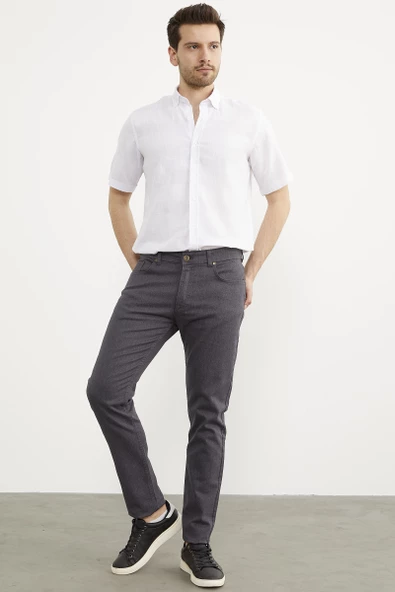 Kot Görünümlü Beş Cep Pantolon - Gri - 3