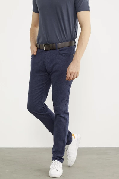 Kot Görünümlü Beş Cep Pantolon - Lacivert - 2