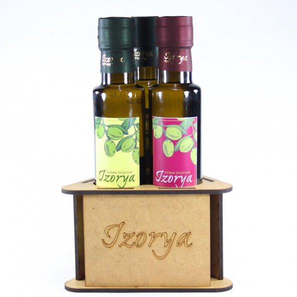 İzorya 3lü Stantlı Çeşnili Zeytinyağı Seti Kekikli, Limonlu ve Biberiyeli Zeytinyağı Seti 3×250 ml Lazer Kesim Stantlı - 4