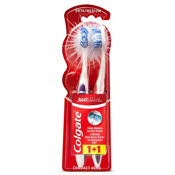 Colgate 360 Optik Beyaz Beyazlatıcı Diş Fırçası 1+1 - 3