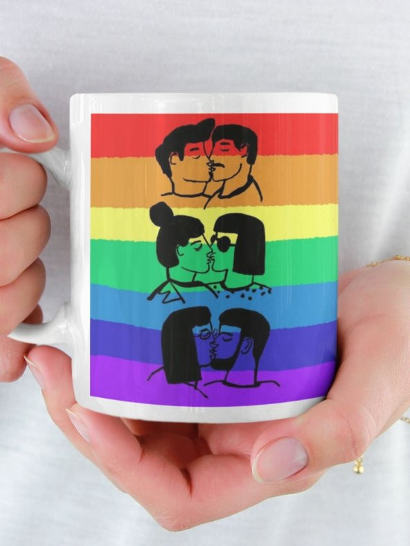 L-G-B-T Temalı Kupa Bardak | Gök Kuşağı, Pride, Full Baskı - Solma Yapmaz - LGBT Hediye - 1