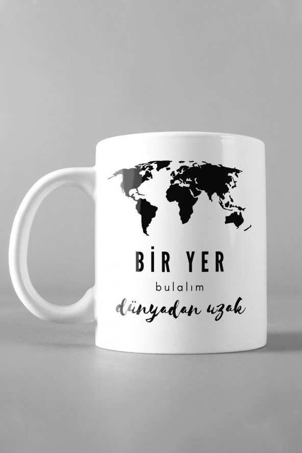 Bir Yer Bulalım Dünyadan Uzak Tasarımlı Kupa Bardak, Çay-kahve-çorba Kupası