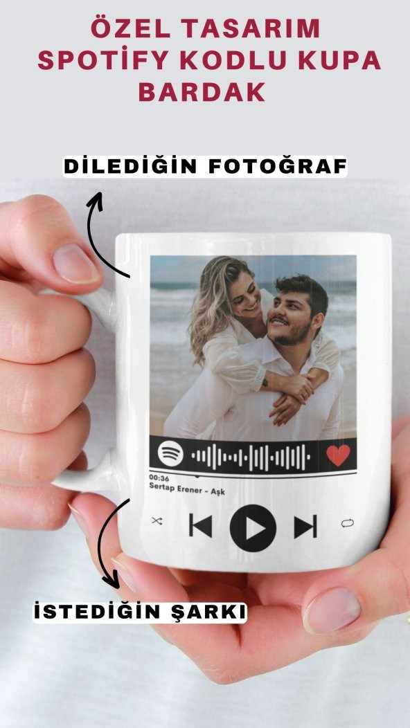 Kişiye Özel Spotify Şarkı Kodlu, Fotoğraf Baskılı Kupa Bardak, Sevgiliye Hediye Resimli Kupa bardak - 1