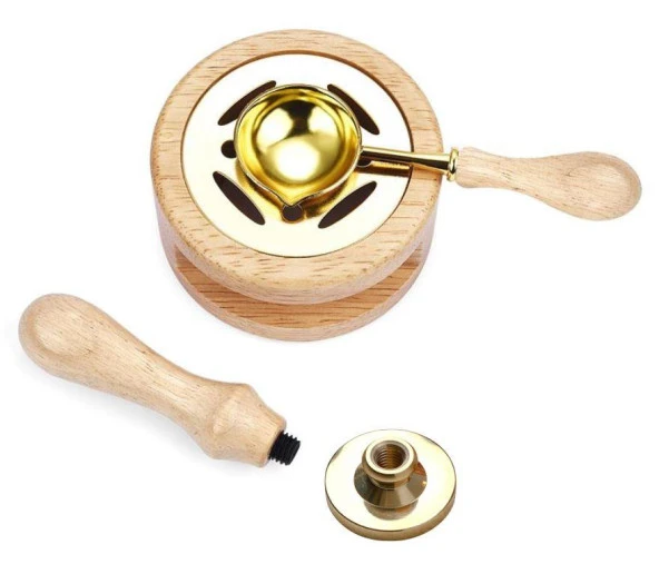 Davetiye Mum Mühürü Uygulama Seti Ahşap Rengi 811 Gül Desen - Resim 3