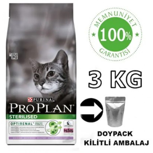 ProPlan sterilised hindili kısırlaştırılmış kedi maması 3 kg açık mama