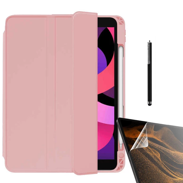 Gpack Apple iPad Pro 11 2022 M2 Kılıf Kalem Bölmeli Arkası Şeffaf Standlı nt22 Nano Kalem - 7
