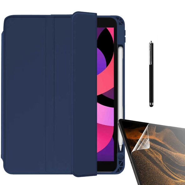 Gpack Apple iPad Pro 11 2022 M2 Kılıf Kalem Bölmeli Arkası Şeffaf Standlı nt22 Nano Kalem - 5